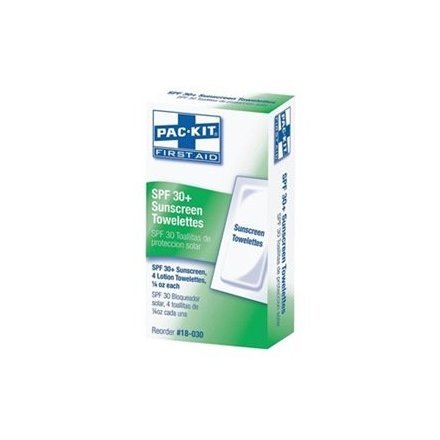Sunscreen Towelette, 0.25 oz., PK4