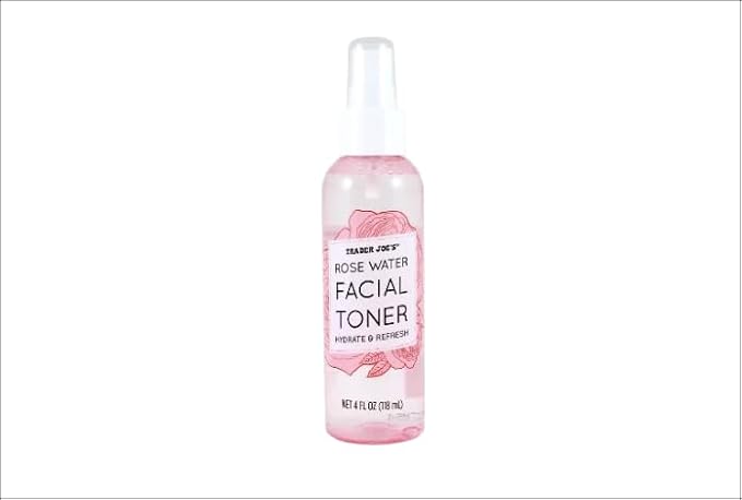 Trader Joe’s Rose Water Facial Toner, Damask Rose & Witch Hazel Hydrating Mist, Gentle Face Spray, 4 fl oz
