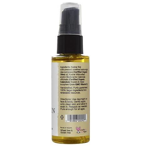 Organic Calendula After Sun Oil – Moisturizing Face and Body with Olive Oil and Vitamin E, Lightweight Formula for Normal to Oily Skin, 2 oz