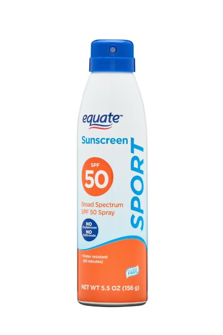 Equate Sport Broad Spectrum Sunscreen Spray, SPF 50, Water Resistant, Twin Pack, 5.5 oz Each