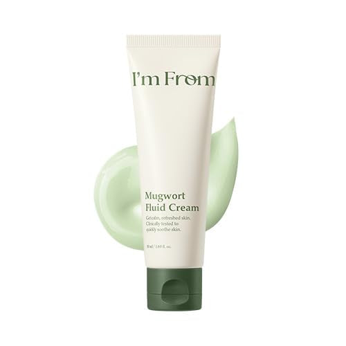 I’m From Mugwort Fluid Cream, Lightweight Calming Moisturizer, Hydrating & Skin Balancing, Sensitive Skin, Vegan Korean Skin Care 1.69fl.oz