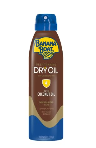 Ban~ana~ Boat Deep Tanning Oil Spray SPF 4, Clear Dry Sunscreen Spray, Dark Tanning Oil, 6 oz-Pk 1
