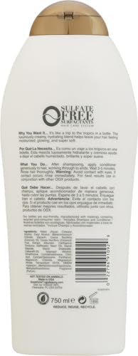 OGX Nourishing + Coconut Milk Moisturizing Conditioner for Strong, Healthy Hair with Coconut Oil & Egg White Protein, Paraben-Free, Sulfate-Free Surfactants, 25.4 fl oz (Pack of 2)