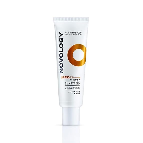Novol.ogy SPF 50 PA++++ Tinted Sunscreen for Pigmentation, Dark Spots and Acne Marks | Blends into Natural Finish | For All Skin Types | 50 g