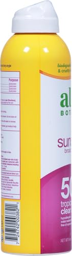 Alba Botanica Kids Sunscreen Spray for Face and Body, Tropical Fruit, Broad Spectrum SPF 50, Water Resistant, 5 fl. oz. Bottle (Pack of 2)
