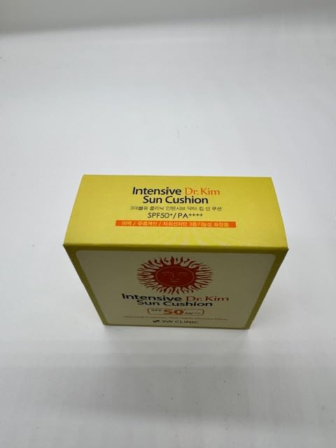 3W Clinic Intensive Dr.Kim Sun Cushion (15g 0.53oz) SPF50+/PA++++ UVA/UVB Protection with Highly Effective Filters, Sunscreen, Suncream