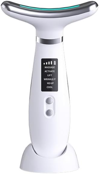 Face Massager -4 Color Red-Light-Therapy for Face and Neck for Wrinkles, Double Chin, Vibrating Facial Massager with Thermals (Cold-Hot-White)