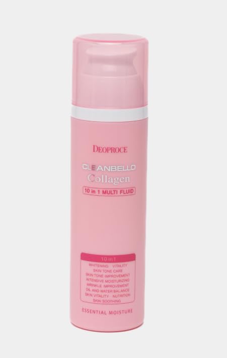 Deoproce Cleanbello Collagen 10 in 1 Multi Fluid (200ml) – 4-in-1 Toner, Emulsion, Essence & Cream – Hydrating & Anti-Aging Korean Skincare