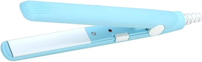 Mini Hair Straightener, 2 in 1 Mini Curling Iron Portable Travel Hair Straightener Heating Curler Hair Styling Tool for Short Hair，Home or Salon (Blue)