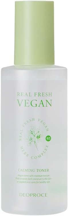 Deoproce Real Fresh Vegan Calming Toner 200 ml, Korean Skincare, Rosemary, Jasmine, Chamomile, Sage, Lavender Extracts