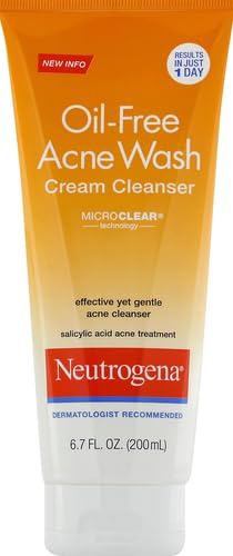 Neutrogena Oil-Free Acne Face Wash Cream Cleanser, 2% Salicylic Acid Acne Treatment, Daily Facial Cleanser for Acne-Prone Skin, 6.7 fl. oz (Pack of 2)