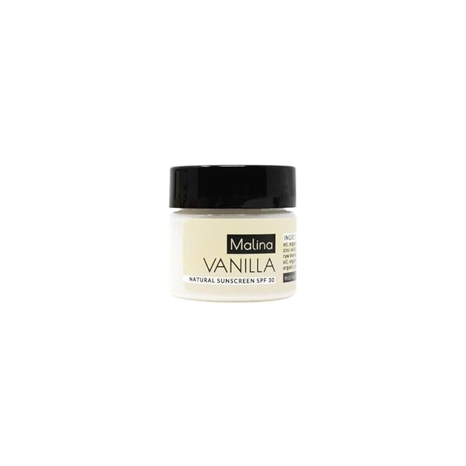 Malina™ Organic Vanilla Natural Sunscreen | SPF 30+ | Nontoxic | Baby-Safe | Reef-Safe | No Preservatives | No Synthetic Fragrance | Made With Pure Essential Oil (0.5 Fl Oz)
