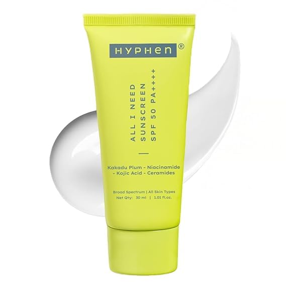 HY-phen SPF 50 PA++++ Mineral Sunscreen | Lightweight, No White Cast | UVA, UVB & Blue Light Protection | Hydrates, Antioxidant-rich with Niacinamide & Ceramides | For All Skin Types | 50ml