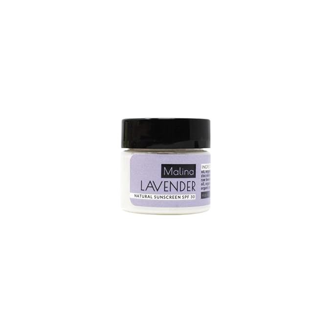 Malina™ Organic Lavender Natural Sunscreen | SPF 30+ | Nontoxic | Baby-Safe | Reef-Safe | No Preservatives | No Synthetic Fragrance | Made With Pure Essential Oil (0.5 Fl Oz)