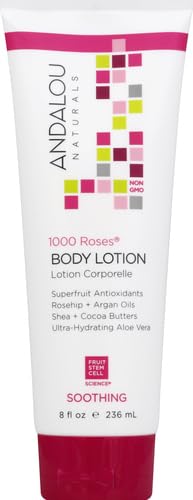 Andalou Naturals 1000 Roses Soothing Body Lotion - Improve Skin Moisture with Shea Butter & Aloe Vera - Hydrating Lotion for Dry or Sensitive Skin - 8 fl oz,(Pack of 2)