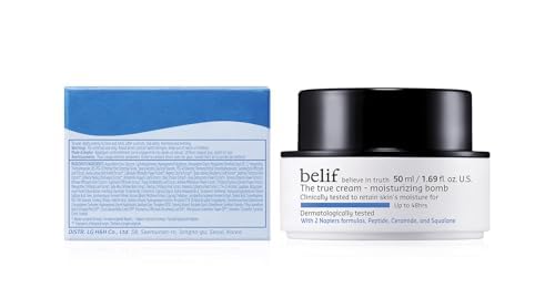 belif Moisturizing Bomb – Daily Ceramide Moisturizer with Peptide & Squalane, 48hr Hydration & Anti-Aging, Milky & Lightweight, Restores Skin Barrier, Korean Skincare, 3.3 fl oz (100ml)