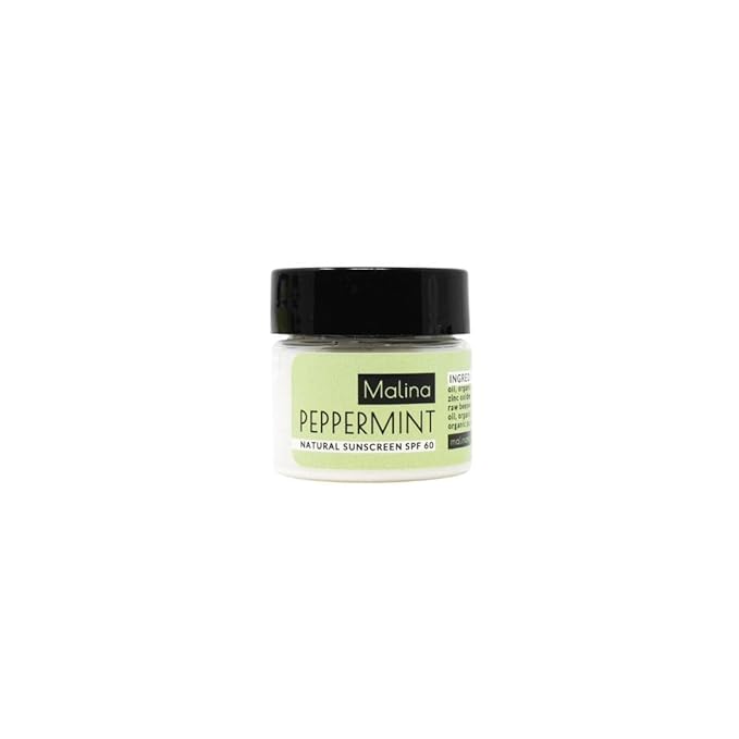 Malina™ Organic Peppermint Natural Sunscreen | SPF 30+ | Nontoxic | Baby-Safe | Reef-Safe | No Preservatives | No Synthetic Fragrance | Made With Pure Essential Oil (0.5 FL Oz)