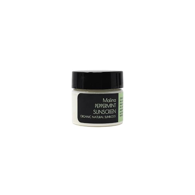 Malina™ Organic Peppermint Natural Sunscreen | SPF 30+ | Nontoxic | Baby-Safe | Reef-Safe | No Preservatives | No Synthetic Fragrance | Made With Pure Essential Oil (0.5 FL Oz)