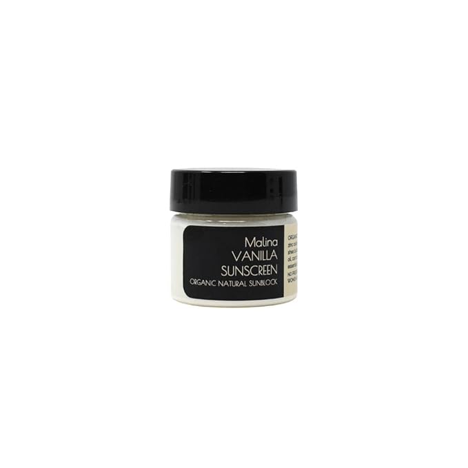 Malina™ Organic Vanilla Natural Sunscreen | SPF 30+ | Nontoxic | Baby-Safe | Reef-Safe | No Preservatives | No Synthetic Fragrance | Made With Pure Essential Oil (0.5 Fl Oz)