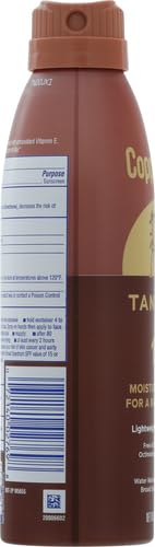 Coppertone Tanning Sunscreen Spray with Broad Spectrum SPF 15, Water Resistant Spray Sunscreen, Lightweight and Non-Greasy, 5.5 Oz (Pack of 2)