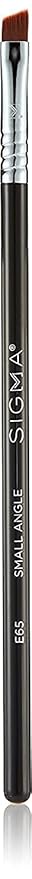 Sigma Beauty E65 Small Angle Brush — Use for Winged Eyes or Brow - Precision Angled Brush for Gel or Powder Products - Create Precise Lines & Strokes - Chrome