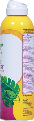 Alba Botanica Kids Sunscreen Spray for Face and Body, Tropical Fruit, Broad Spectrum SPF 50, Water Resistant, 5 fl. oz. Bottle (Pack of 2)