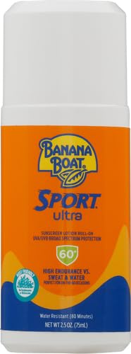 Banana Boat Sport Ultra SPF 60 Roll On Sunscreen, 2.5Fl Oz | Travel Size Sunscreen Roller, Roll On Sunblock SPF 60, Oxybenzone Free, Water Resistant, 2.5Fl Oz