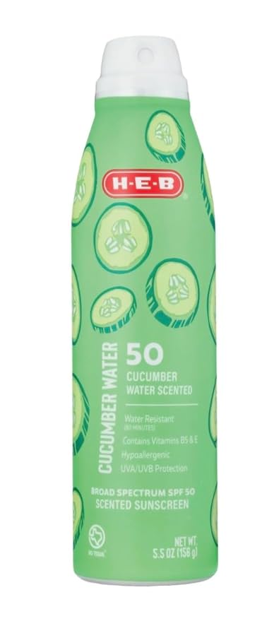 HEB Sunscreen Spray SPF 50 5.5oz Broad Spectrum - 1 Bottle (Cucumber Water)