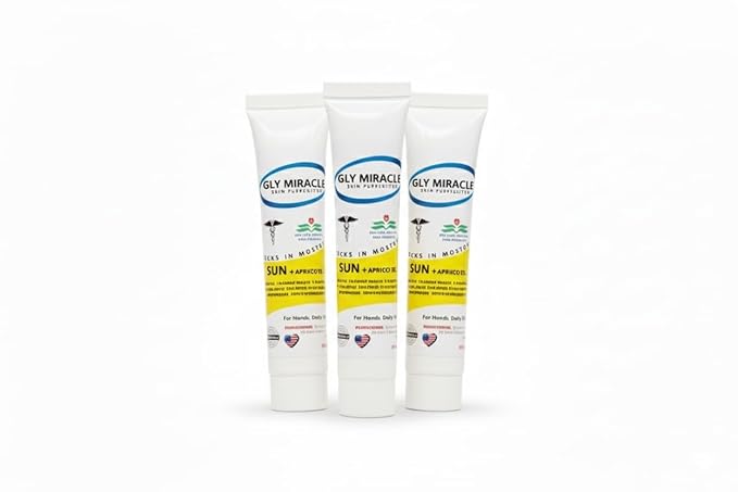 GLY MIRACLE SUN SPF30 Sunscreen Travel Lotion Tubes Apricot Breeze (3 Pack, 0.5 oz Each) – Non-Greasy Skin Moisturizer for Normal to Dry Skin, Deep Hydration for Hands, Body & Feet