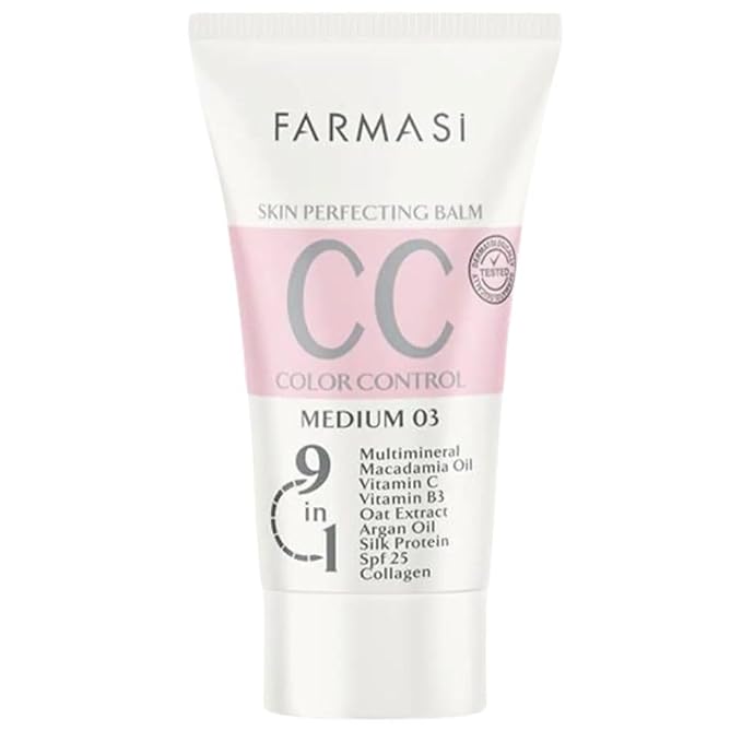 FARMASi CC Color Correcting Cream, Tinted Moisturizer Makeup Base with SPF 25, Lightweight Buildable Coverage, Natural Flawless Finish, All Skin Types, 1.7 fl oz, Medium