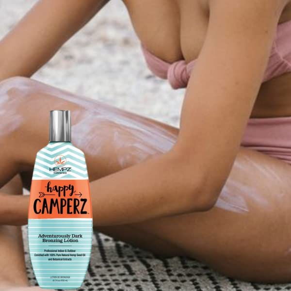 HEMPZ Happy Camperz Natural Bronzer - Herbal Moisturizing Self Tanning Lotion for Tanning Beds, Beach, Sun 8.5 Fl OZ