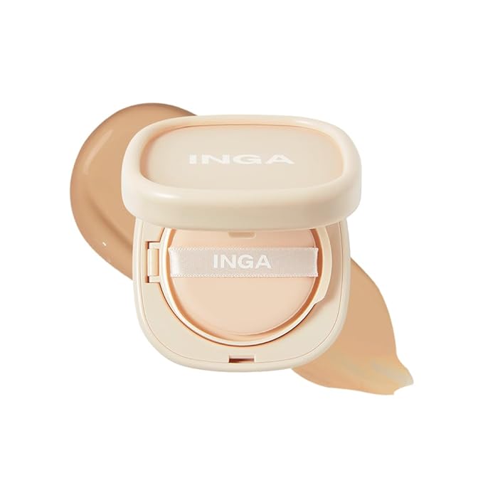 INGA Water Glow Daily Cushion Foundation (23N Medium Beige) - Natural Dewy Finish, Hydrating, Lightweight & Buildable Coverage, Skin-Fit Texture, Quick and Easy Radiant Glow