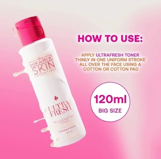 Hikari Skin Ultra Fresh Rejuv Toner | Exfoliating & Clarifying Face Toner – 120 mL Day & Night Formula