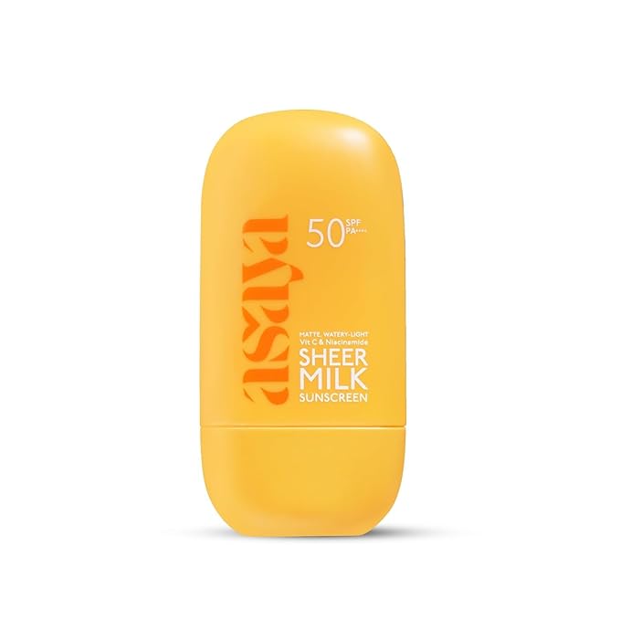 As.aya Shee.r Milk Sunscreen SPF 50 PA++++ UVA + UVB | Lightweight Fluid Sunscreen with Niacinamide for Brightening | Water Based | Quick Absorbing | For Acne-Prone, Oily or Combination Skin, 50 ml