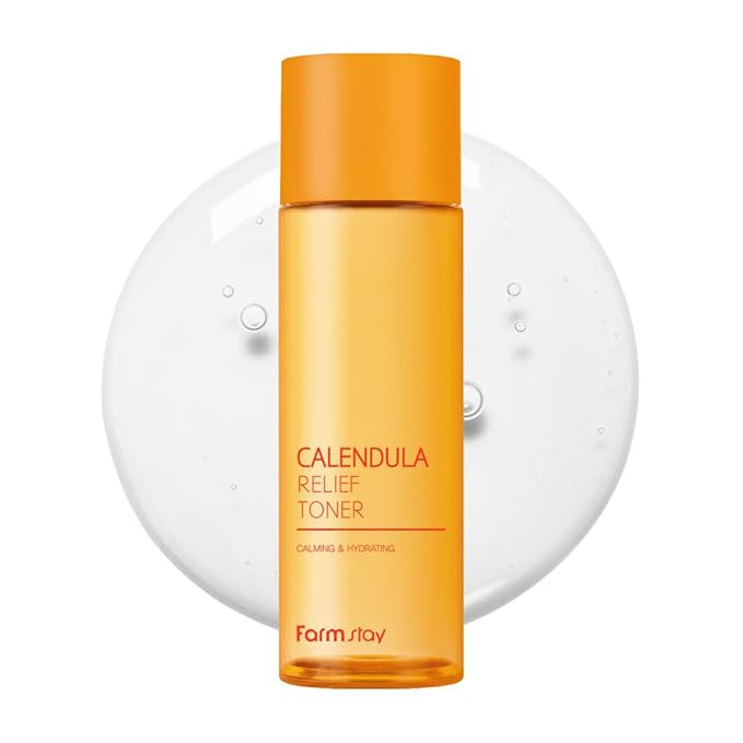 FARMSTAY Calendula Relief Toner | Quick Calming Sensitive Non-Sticky Non-Irritating Hydrating Moisturizing Korean Vegan Soothing All Skin Type 6.76 fl oz