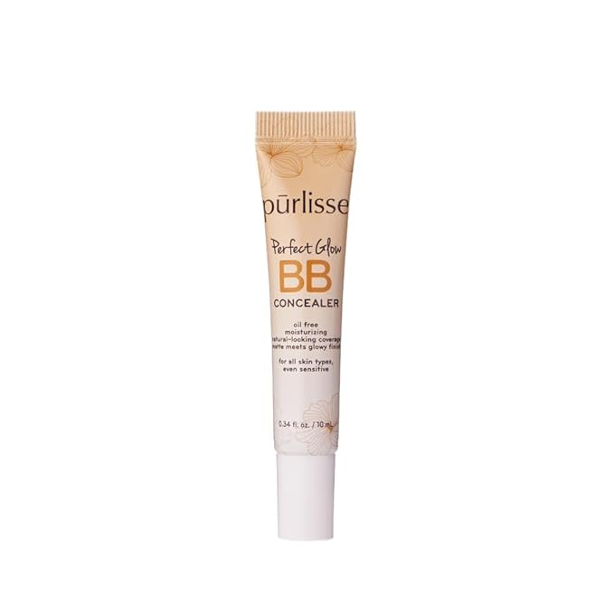 pūrlisse Perfect Glow BB Cream Concealer - Hydrating Under Eye Concealer with Jasmine and Goji & Hawthorn Berry - Oil Free Makeup for Dark Circles, Redness & Fine Lines - Fair (0.34 oz)