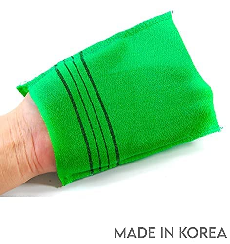 GOLDSANGSA-Korean Exfoliating Towel Washcloth Mitts 4pcs(Green)/ Korean Italy Towel Skincare Exfoliating Body Scrub Bath Cloth for Remove Dead Skin