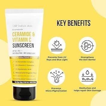 Generic Dr ShethS Vitamin C Sunscreen | For Deep Moisturization | Non-Greasy, Quick-Absorbing | Zero White | For Women & Men | Sun Protection | 50g