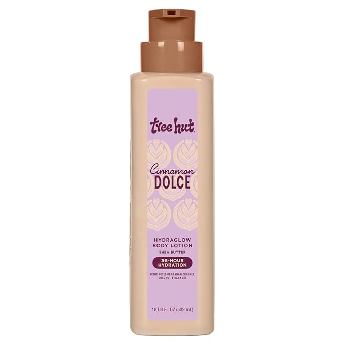 Tree Hut Hydraglow Body Lotion Cinnamon Dolce, Hydrating & Moisturizing Daily Body Lotion for Soft, Glowing Skin, Lightweight Non-Greasy Formula, 18 fl oz