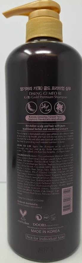 Daeng Gi Meo Ri - Ki Gold - Premium Shampoo + Treatment Set for Hair Loss, Thin Hair, Gray Hair Prevention and Treatment, Medicinal Herbal Shampoo, All Natural, Korea's No. 1 Hair Brand