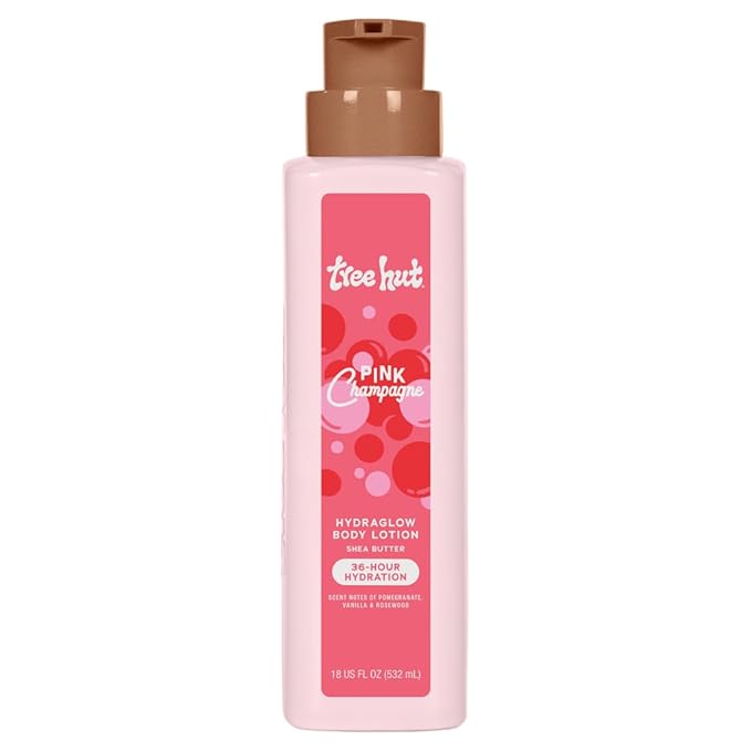 Tree Hut Hydraglow Body Lotion Pink Champagne, Hydrating & Moisturizing Daily Body Lotion for Soft, Glowing Skin with Fruity Floral Scent, 18 fl oz