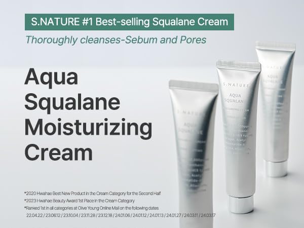 S.NATURE Skin Hydrating Duo : Aqua squalane cream 60ml + Aqua Oasis Toner 300ml, Pore-Tightening, Calming Skin, Skin Moisturizer, Korean Skin Care