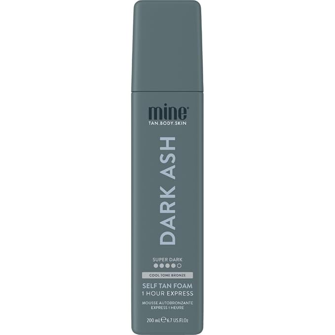 Minetan Dark Ash Self Tanning Foam | Color Base Tan Collection - Ultra Deep Brown Bronze Glow, 1 Hour Instant Express, Face & Body Fake Sunless Tanner Mousse, For Fair & Pink Undertones, 6.7 Fl Oz