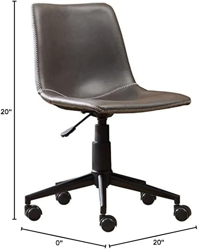 Roundhill Furniture Cesena Faux Leather 360 Swivel Air Lift Office Chair, Gray