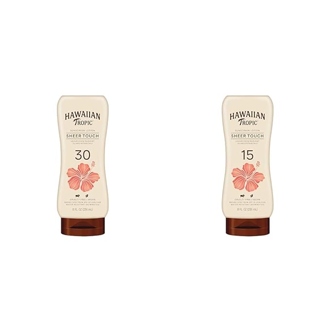 Hawaiian Tropic Sheer Touch Ultra Radiance Lotion Sunscreen SPF 30, 8oz & Sheer Touch Ultra Radiance Lotion Sunscreen SPF 15, 8oz