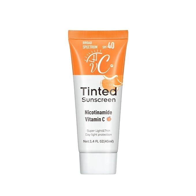 Colored Vitamin C Sunscreen 1.4 fl oz, Broad Spectrum SPF 50, Lightweight Face Lotion for Daily Use, Protection Against UVA/UVB Rays, Non-Greasy Formula