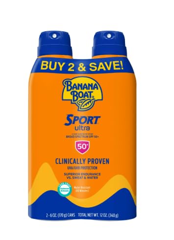 New Ban~ana Boat Sport Ultra Sunscreen Spray, SPF 50, Twin Pack, 6 oz