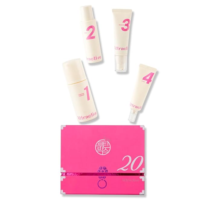 Age Routine Box Attractive 20s | Moisture | Korean K-Beauty Glass Skin Plump Glow | Panthenol, Centella Asiatica Extract, and Hyaluronic Acid | Cleanser-Toner-Essenece-Cream 4step homecare routine box