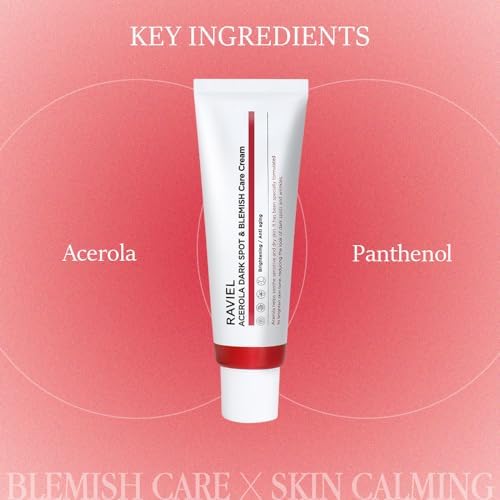 RAVIEL Acerola & Snail Mucin Dark Spot Care Cream for All Skin Types 1.7 fl oz, Dark Spot Corrector & Blemish Remover, Daily Skin Moisturizing Cream, Anti wrinkle, Anti aging