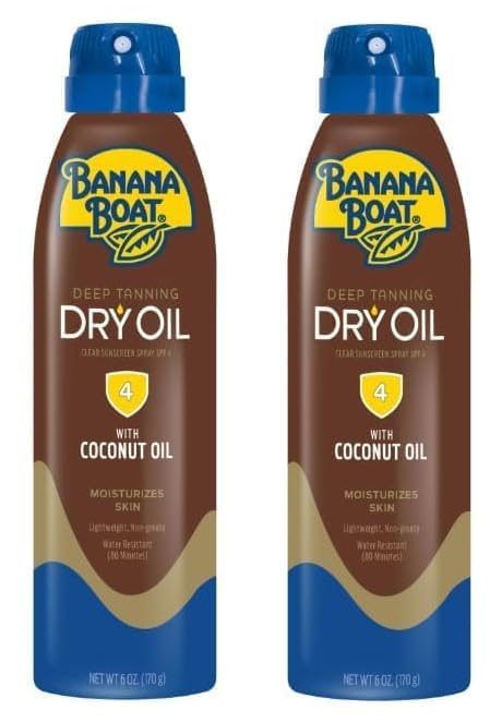 Banana Boat Deep Tanning Oil Spray SPF 4, Clear Dry Sunscreen Spray, Dark Tanning Oil, 6 oz